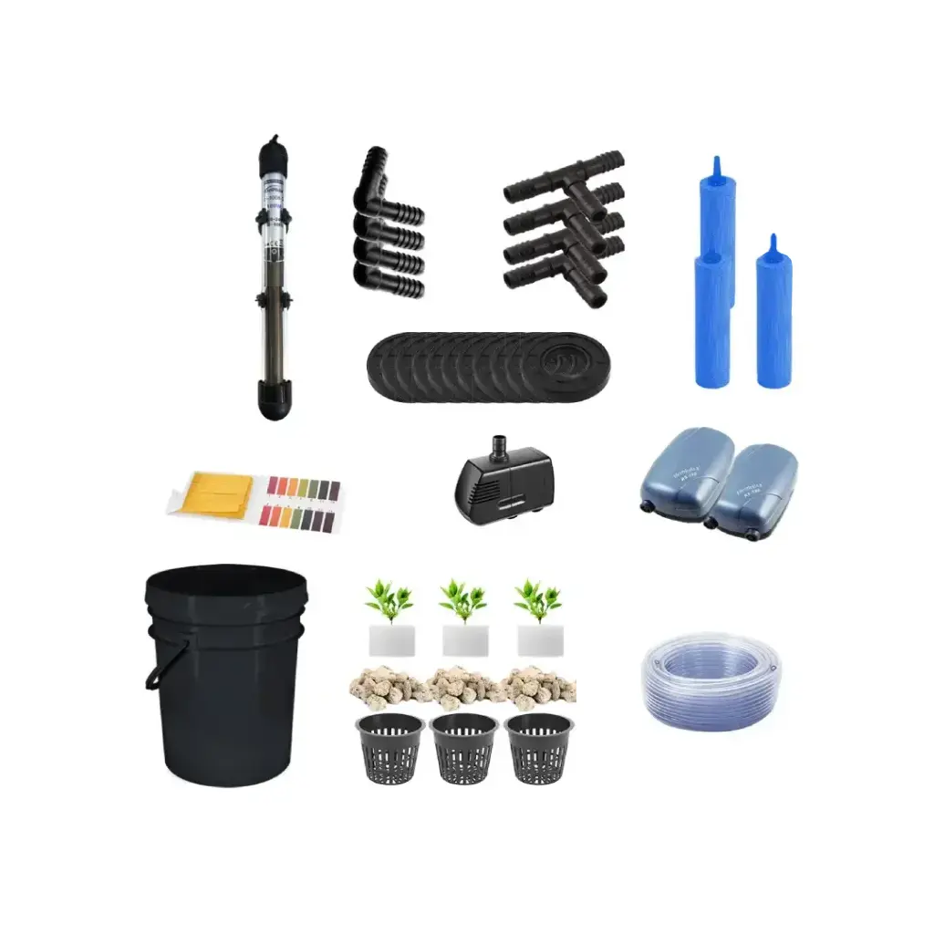 Grow Pot RDWC 10L Kit Sistema Hidropónico 3+1 con Bombas de Aire, Macetas Caladas y Depósito de Agua (1/2")