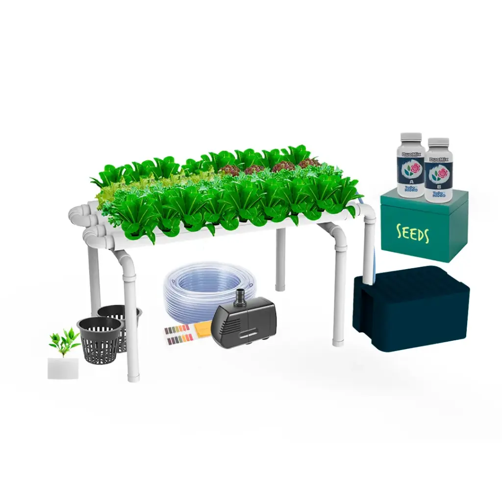 [KIT-00079] Kit Hidropónico N1 Sistema NFT para 32 Plantas, Jardín Completo con Nutrientes, Semillas y Accesorios