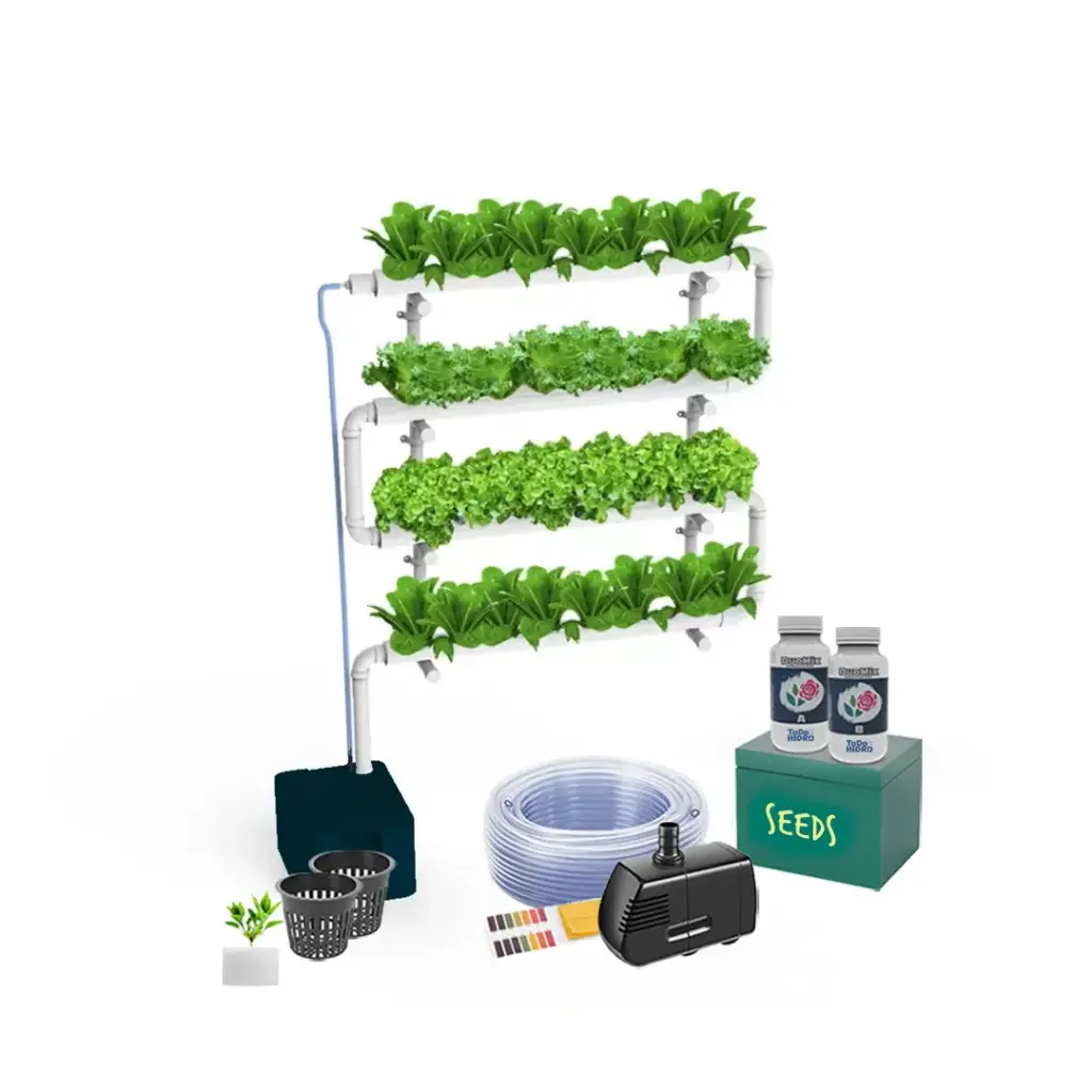 [KIT-00097] Kit Hidropónico N5 (Pared) Sistema NFT para 32 Plantas, Jardín Completo con Nutrientes, Semillas y Accesorios