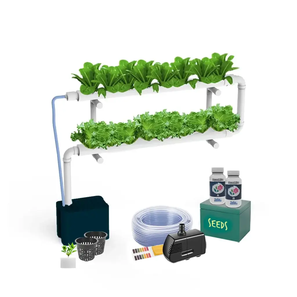 Kit Hidropónico N5A (Pared) Sistema NFT para 16 Plantas, Jardín Completo con Nutrientes, Semillas y Accesorios