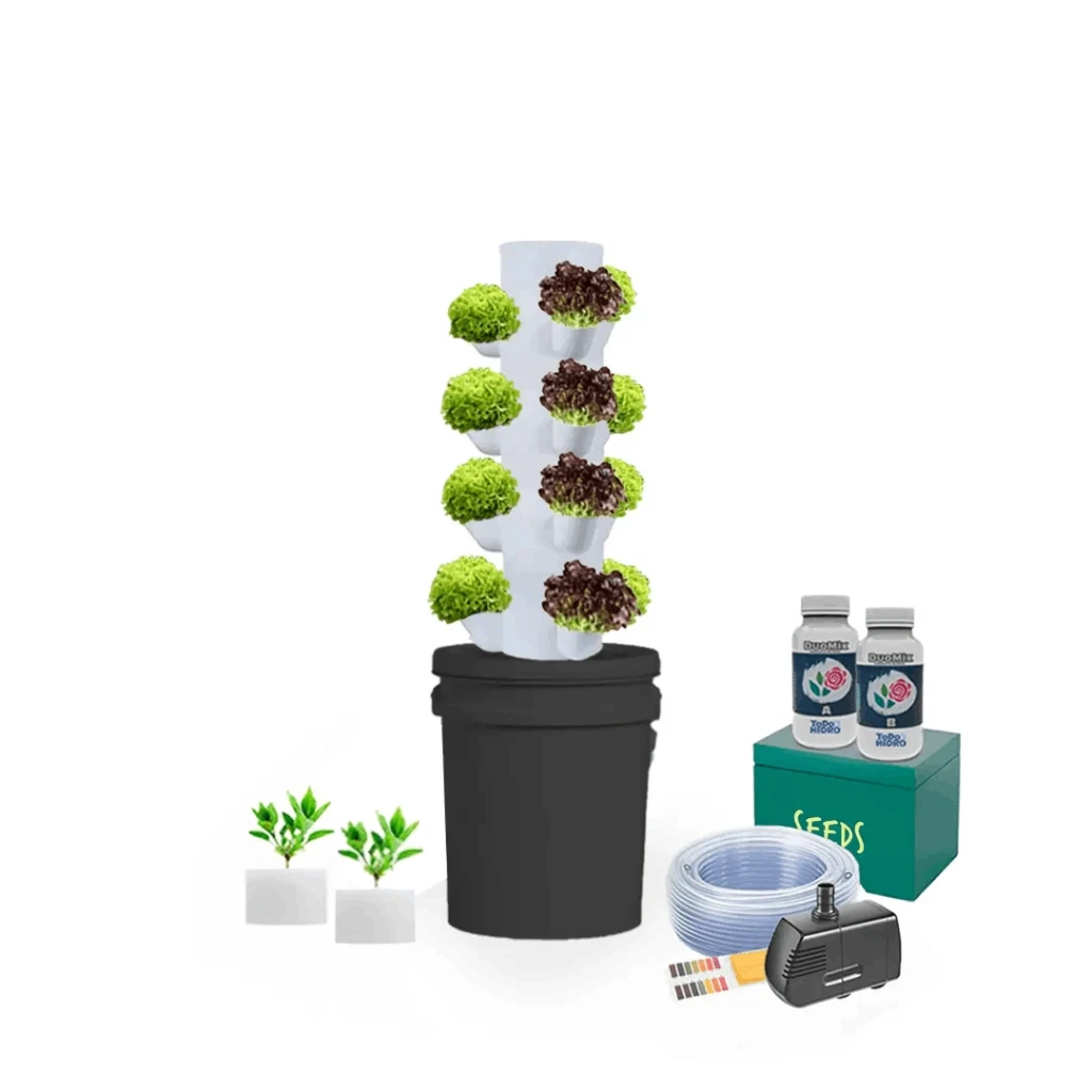 Kit Hidropónico N6 Sistema Torre para 20 Plantas, Jardín Completo con Nutrientes, Semillas y Accesorios