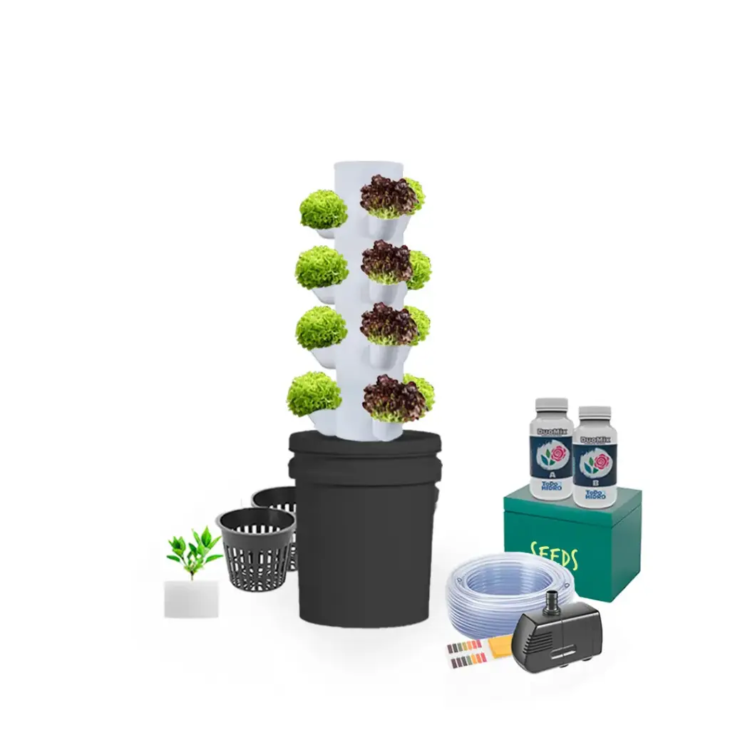 [KIT-00103] Kit Hidropónico N6 Sistema Torre para 20 Plantas, Jardín Completo con Nutrientes, Semillas y Accesorios