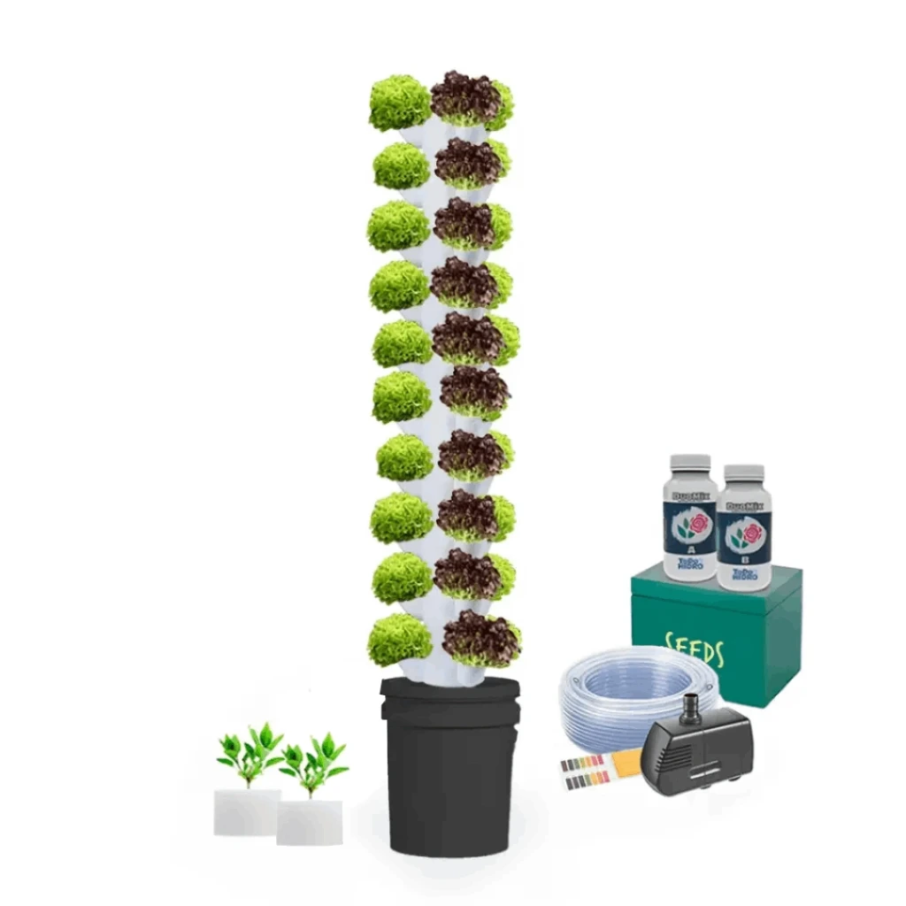 Kit Hidropónico N6P Sistema Torre para 50 Plantas, Jardín Completo con Nutrientes, Semillas y Accesorios