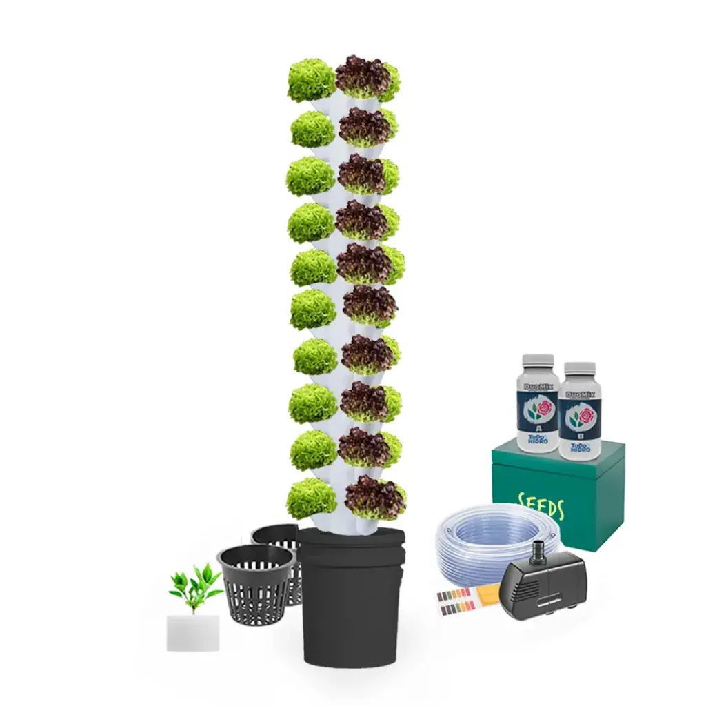 Kit Hidropónico N6P Sistema Torre para 50 Plantas, Jardín Completo con Nutrientes, Semillas y Accesorios