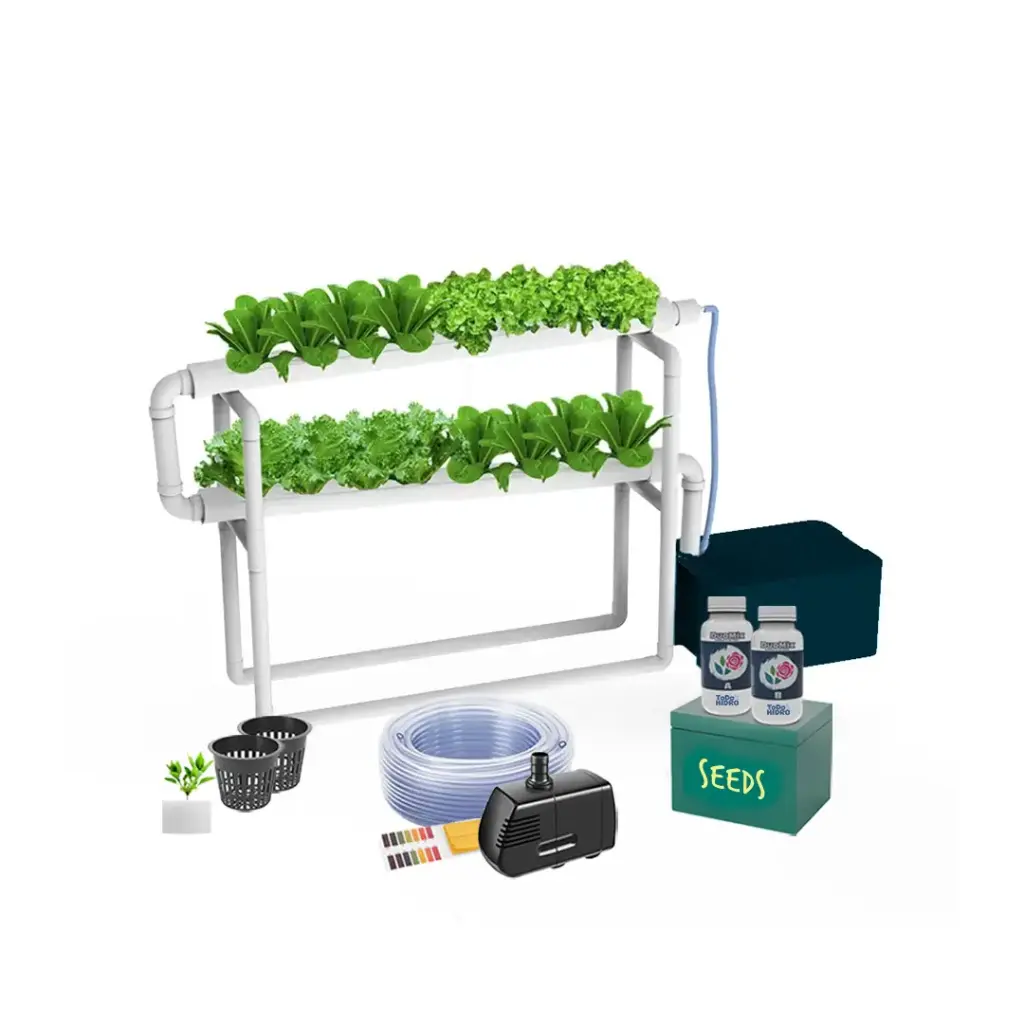 Kit Hidropónico N7 Sistema NFT para 16 Plantas, Jardín Completo con Nutrientes, Semillas y Accesorios